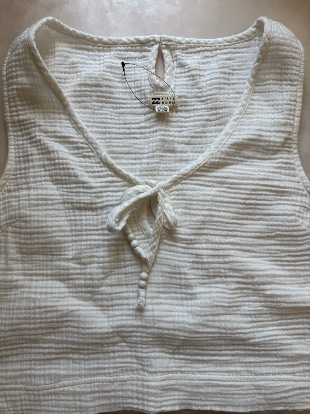 Billabong White Textured Tie-Front Tank and Shorts Set - Picture 2 of 7